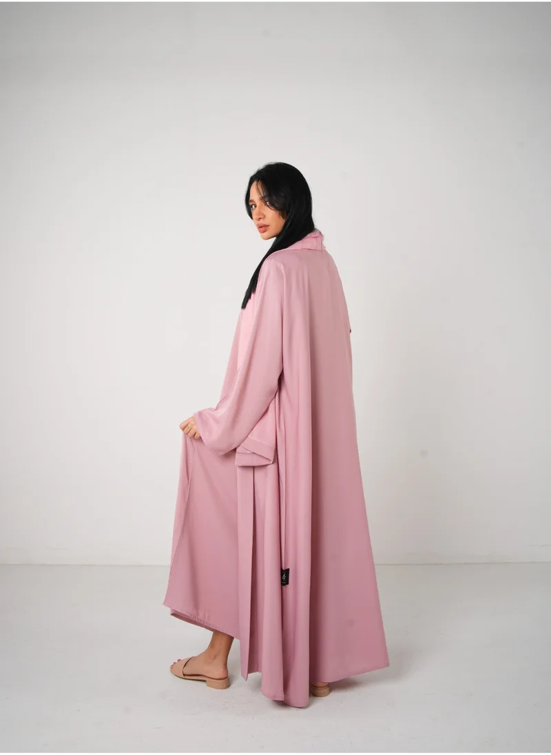 جميلة Baby Pink Classic Open Abaya 3 pieces Set
