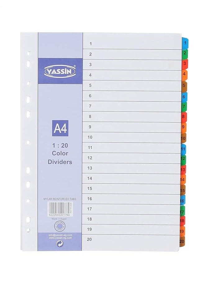 Yassin classic a4 color divider - 20 sections