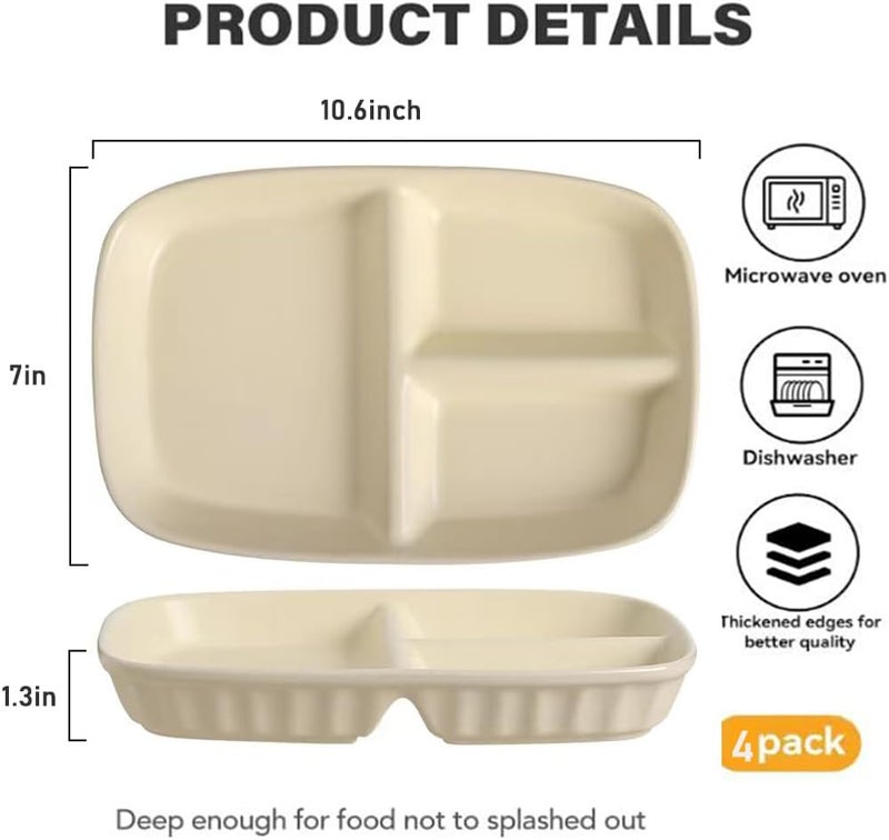 PUPOPIK Unbreakable Divided Plates 105 Inch 4 PCSReusable Wheat Straw PlatesPortion Control Plate Adults Microwave And Dishwasher Safe Perfect For Dinner Dishes Kitchen Picnic Party Classic Series - Image 5