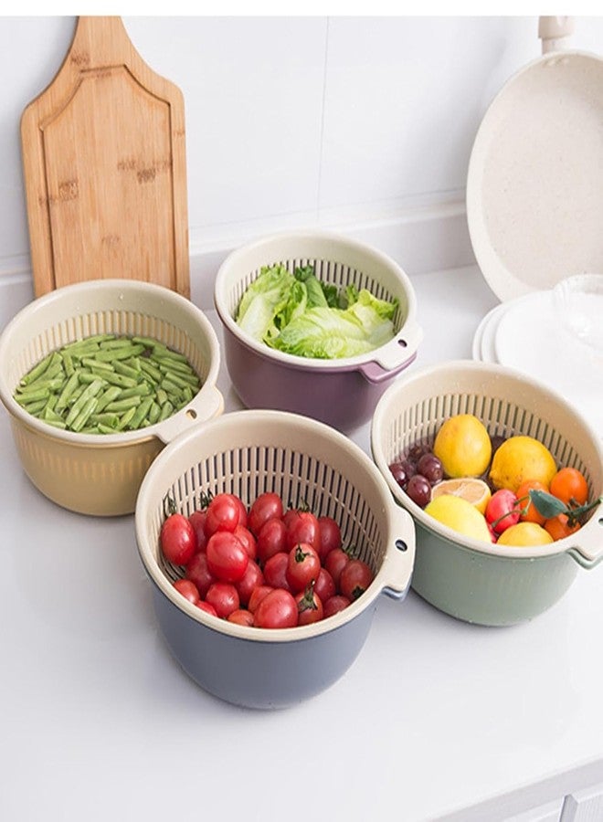 Woffely 2-in-1 Kitchen Strainer Bowl with Colander – Double Layer Fruit & Vegetable Washing Basket, Drain Basket for Pasta, Rice & Produce, BPA-Free Plastic Kitchen Colander Set - Image 4