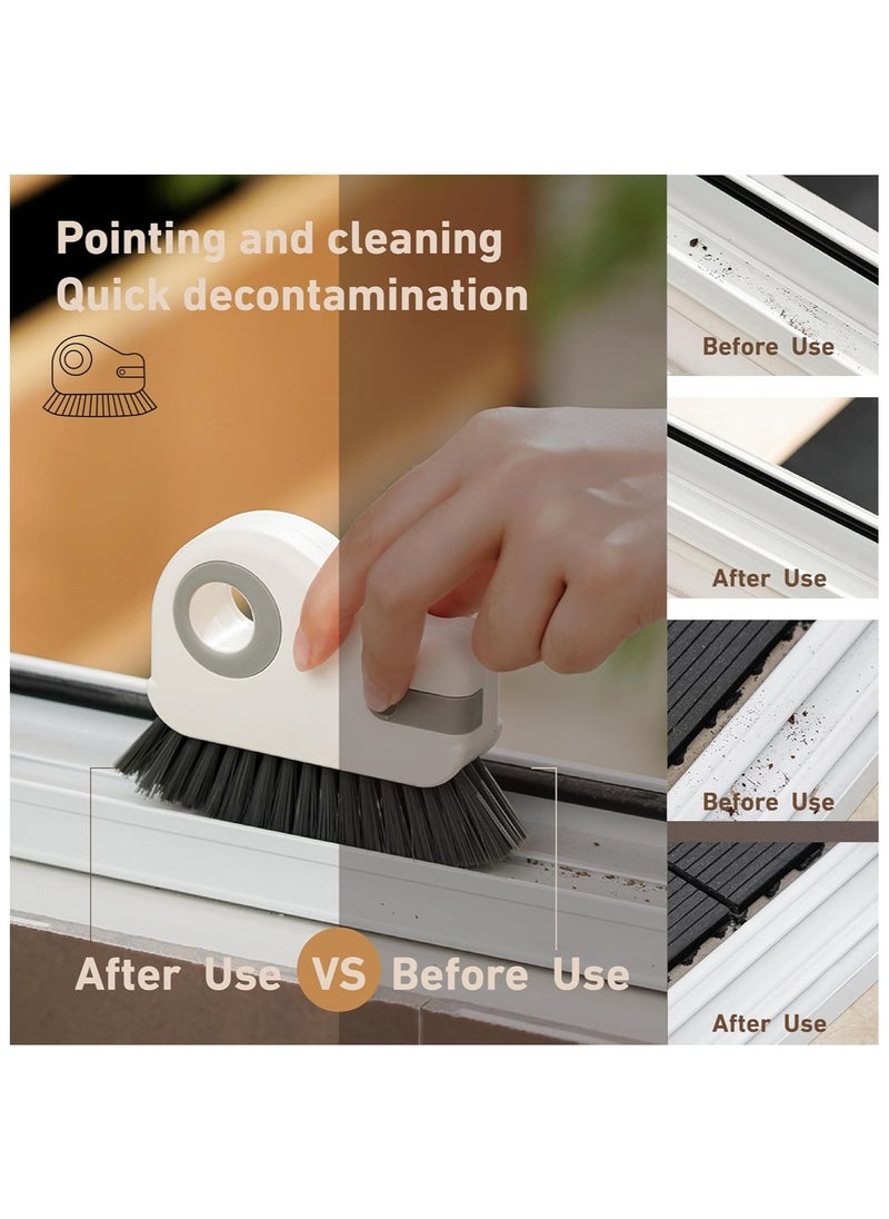 Hihonor - 2 in 1 Groove Cleaning Brush Window Track Cleaning Tools, Multifunction Grout Cleaner Tool Grip Brush Hard Bristle Crevice Cleaning Brush for Sliding Door Track, Window Sill, Window Seal (2PCS-Grey) - Image 1