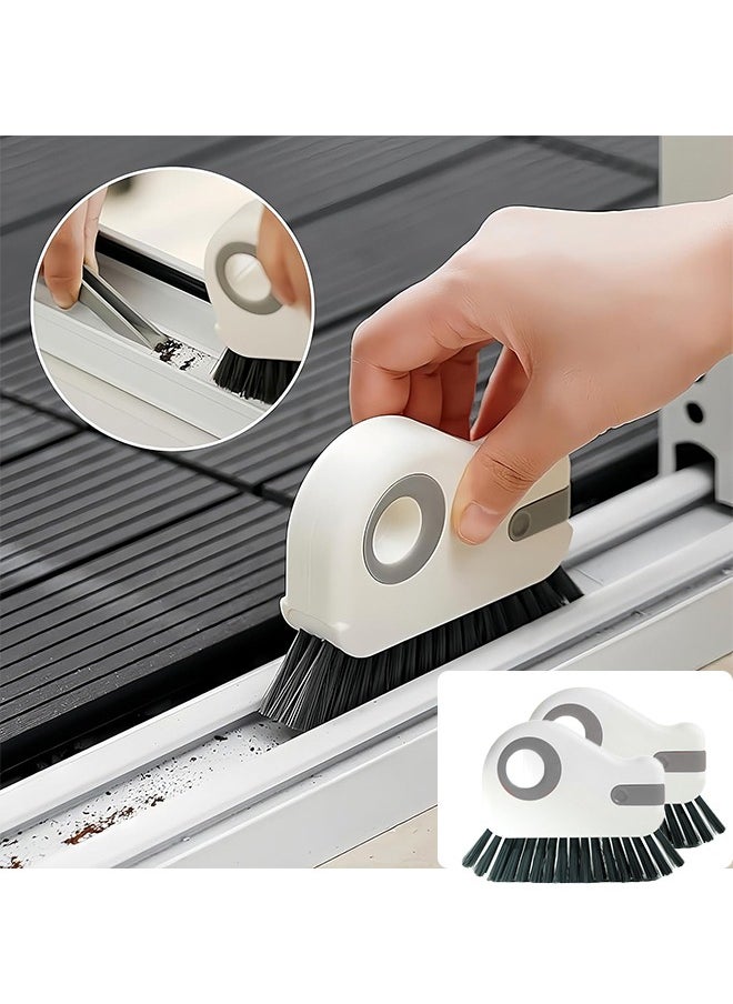 Hihonor - 2 in 1 Groove Cleaning Brush Window Track Cleaning Tools, Multifunction Grout Cleaner Tool Grip Brush Hard Bristle Crevice Cleaning Brush for Sliding Door Track, Window Sill, Window Seal (2PCS-Grey) - Image 1