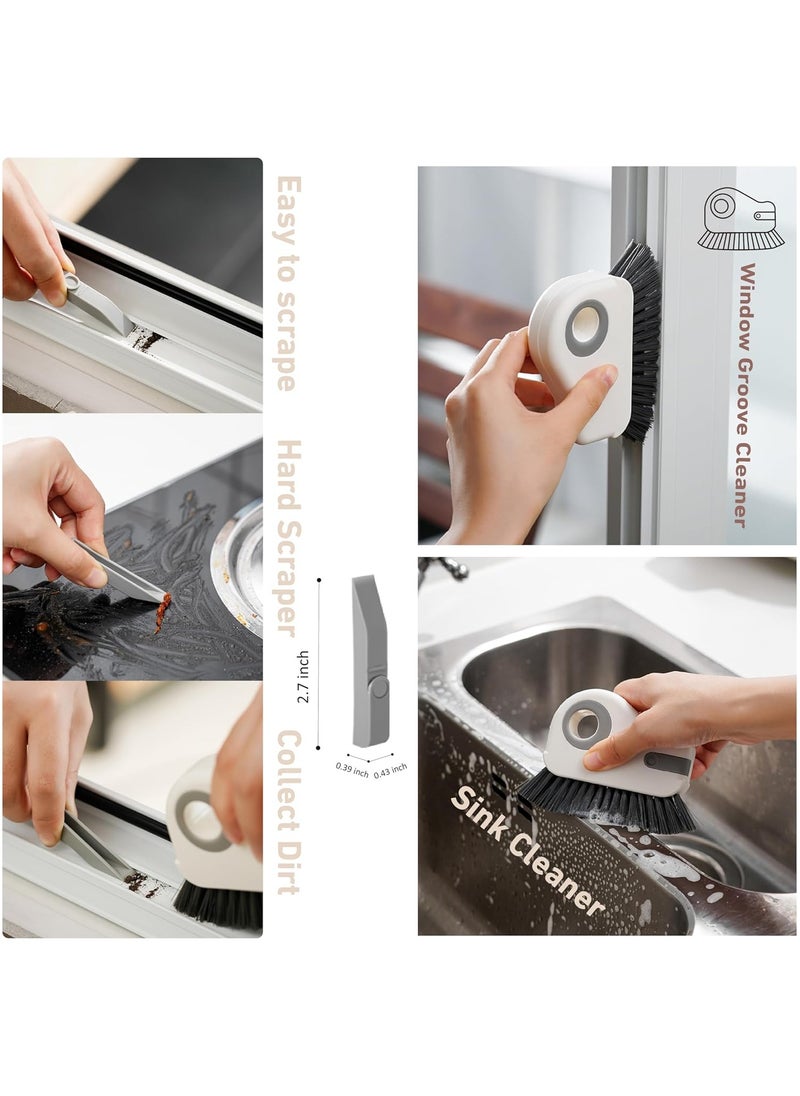 Hihonor - 2 in 1 Groove Cleaning Brush Window Track Cleaning Tools, Multifunction Grout Cleaner Tool Grip Brush Hard Bristle Crevice Cleaning Brush for Sliding Door Track, Window Sill, Window Seal (2PCS-Grey) - Image 1