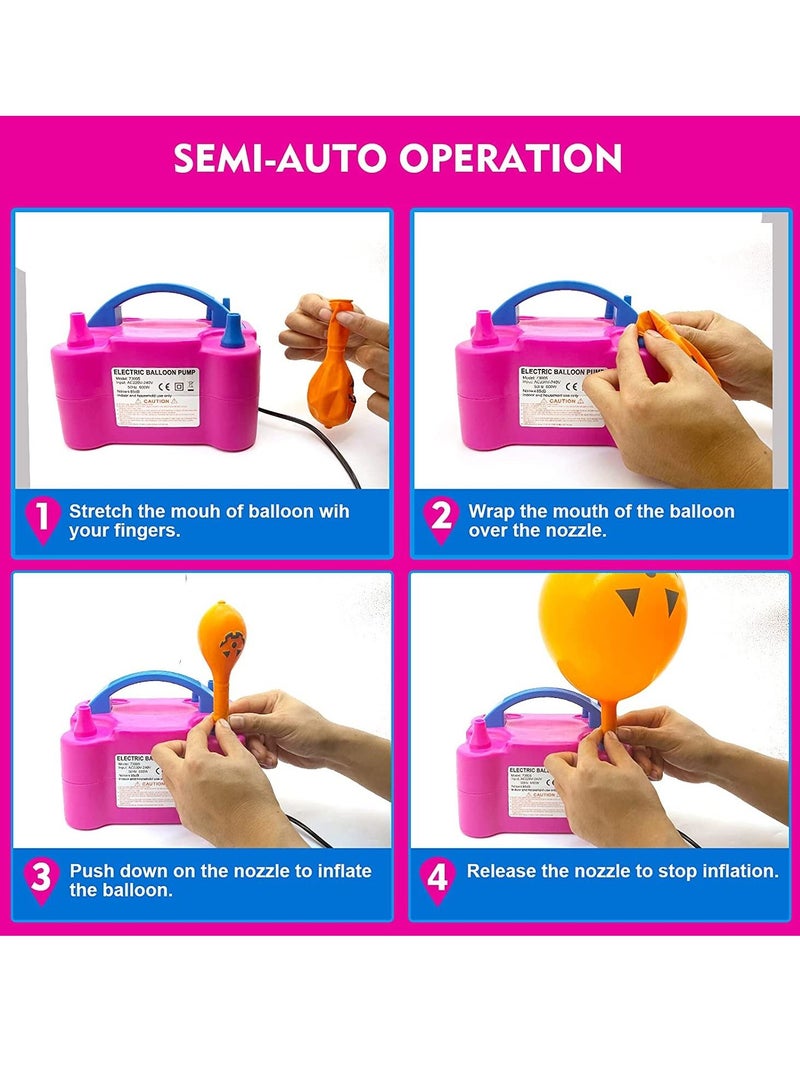 سكاي تاتش مضخة بالون كهربائي فوهة مزدوجة بالونات محمولة مضخة هواء لبالون قوس بالون إكليل زينة الحفلات الأطفال عيد ميلاد الطفل دش حزب اللوازم والديكورات الوردي - Image 5