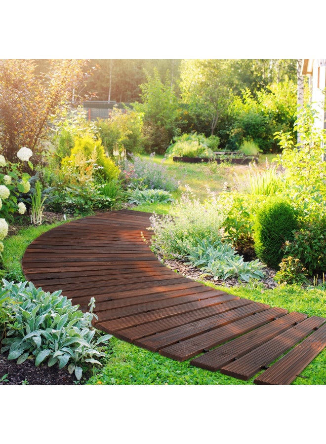 Spurgehom Spurgehom 8FT Wooden Garden Pathway Curved Outdoor Walkway Roll Out Cedar Wood Patio Flooring Path Decorative Lawn Patio Pavers Boardwalk Beach Wedding Party (Brown)  - Image 2