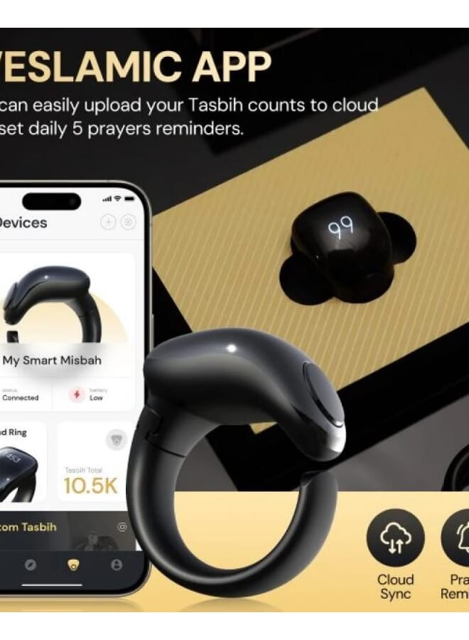 Zikr Ring Smart Tasbeeh Counter Weslamic iTasbih Ring Black  - Image 2