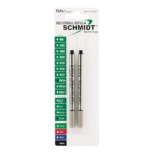 Schmidt P8120 Short Capless Rollerball Refill Broad Point 1.0mm, Black, 2 Pack Blister (SC58133) - Image 1