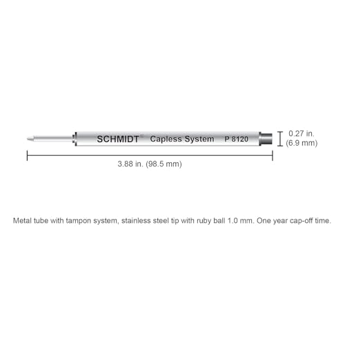 Schmidt P8120 Short Capless Rollerball Refill Broad Point 1.0mm, Black, 2 Pack Blister (SC58133) - Image 5