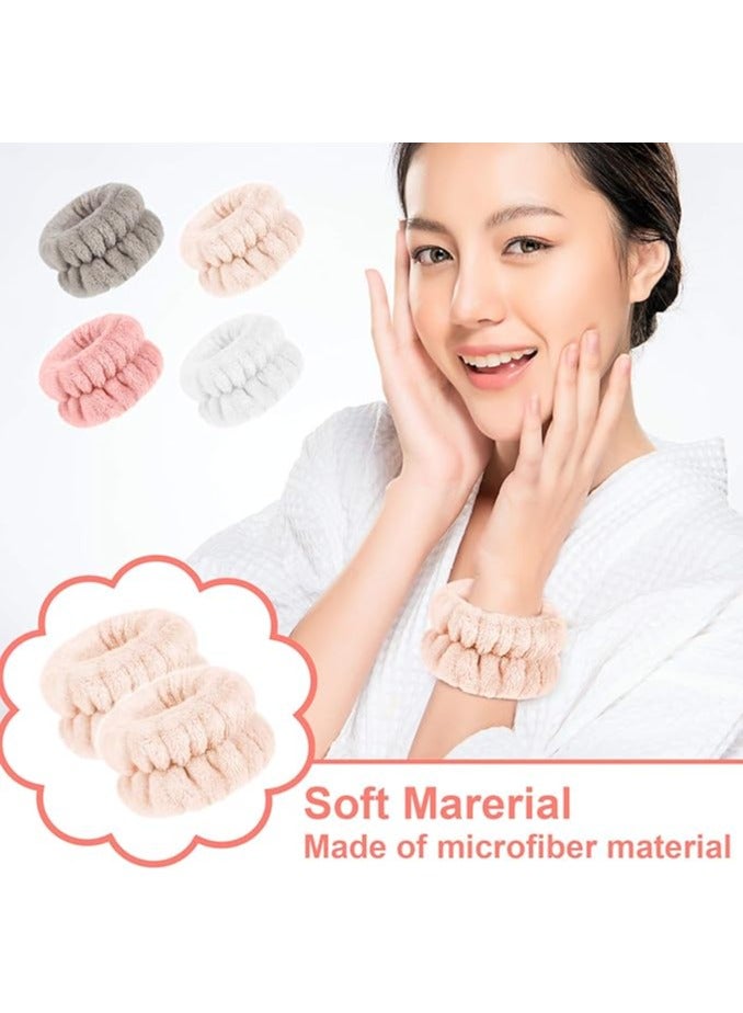 4 Pairs Wrist Spa Washband Microfiber Wrist Wash Towel Band Wristbands for Washing Face Absorbent Wristbands Wrist Sweatband for Women Girls Prevent Liquid from Spilling - Image 3