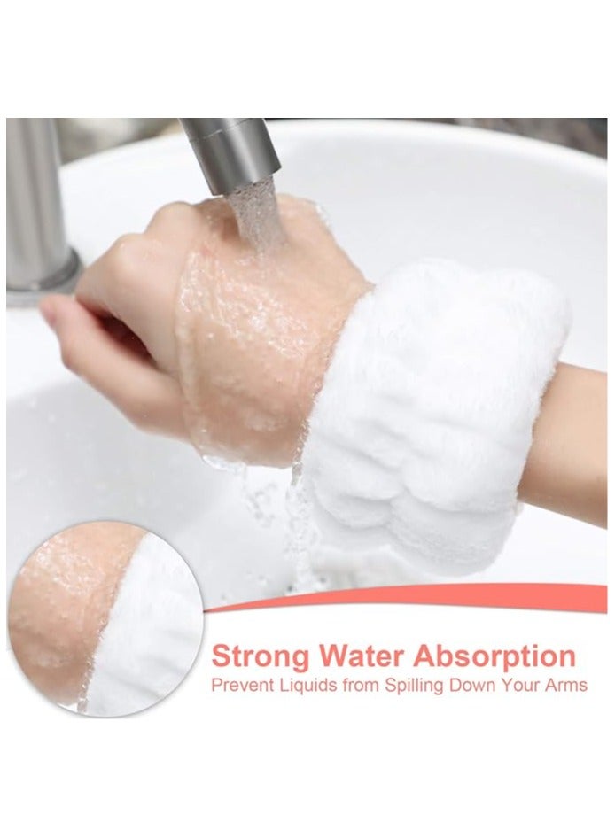 4 Pairs Wrist Spa Washband Microfiber Wrist Wash Towel Band Wristbands for Washing Face Absorbent Wristbands Wrist Sweatband for Women Girls Prevent Liquid from Spilling - Image 5
