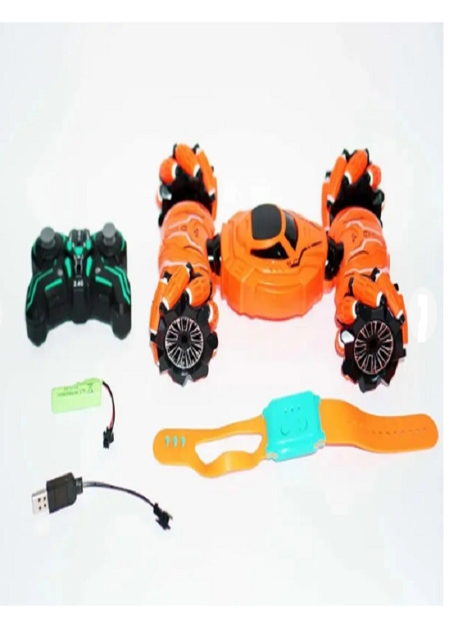 Machine Flippable Stunt Drift, Remote Control Controlled Stunt Car 27cm, with Manual Control (Orange) - Image 3