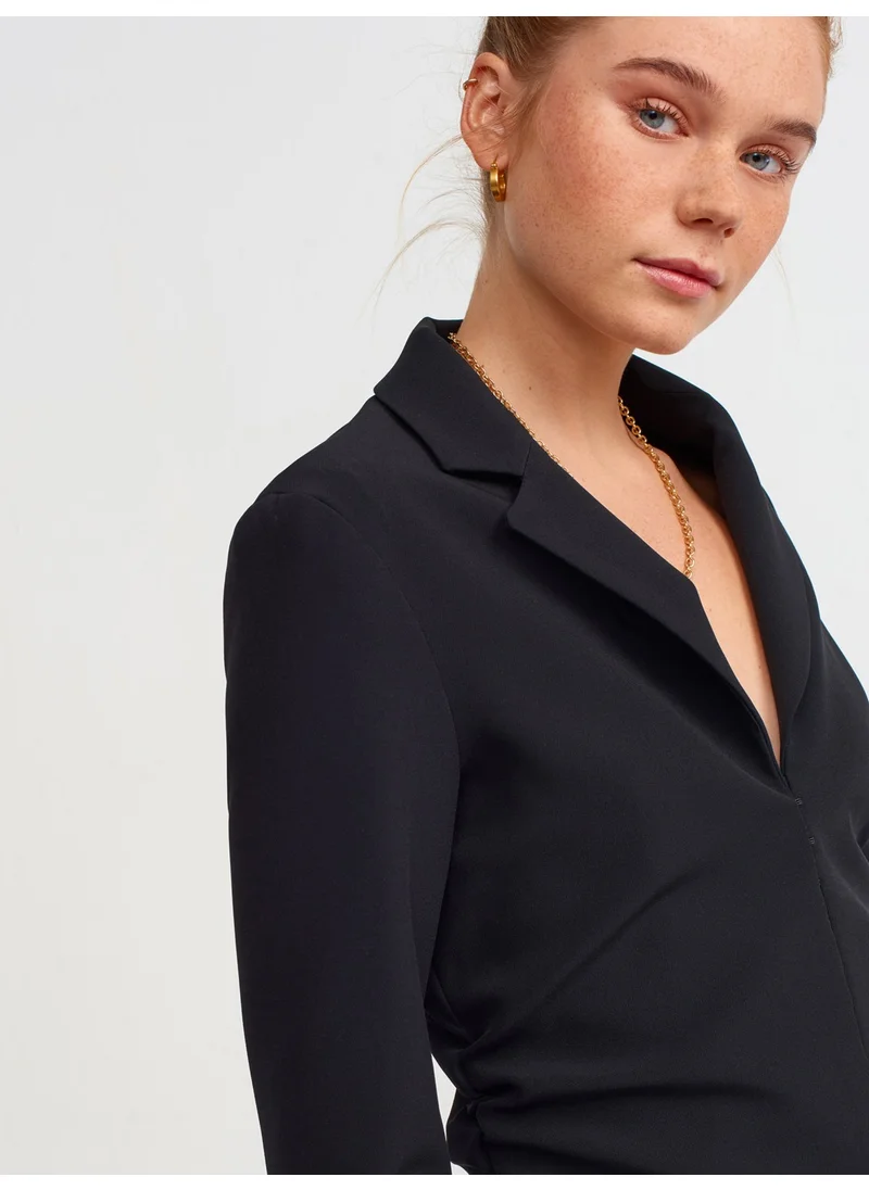 ديلفين 60300 Shirred Fit Jacket-Black