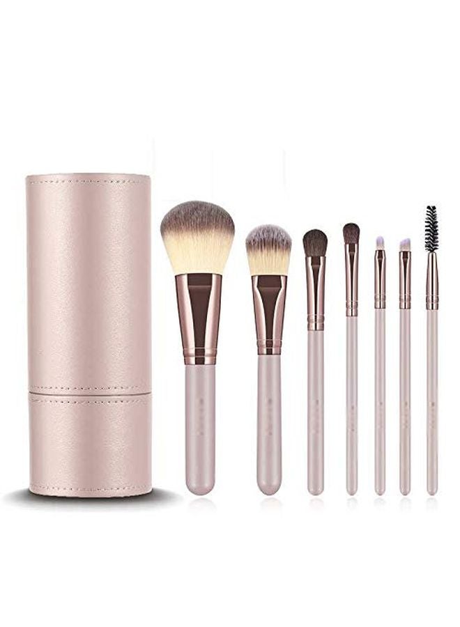 7 Piece Classic Makeup Brush Set With Foundation And Eye Shadow Brushes Synthetic Hair Color D - Image 3