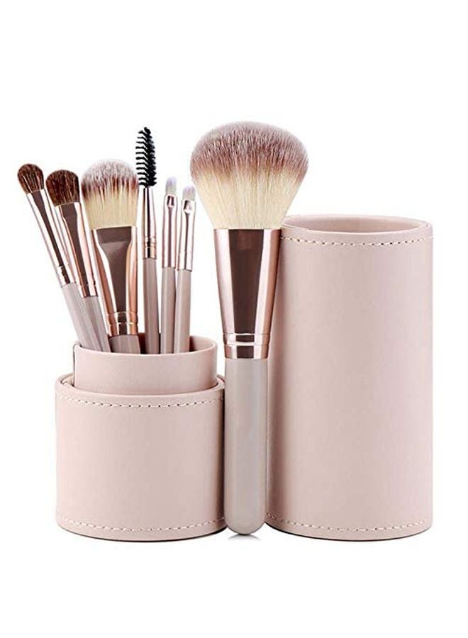 7 Piece Classic Makeup Brush Set With Foundation And Eye Shadow Brushes Synthetic Hair Color D - Image 2