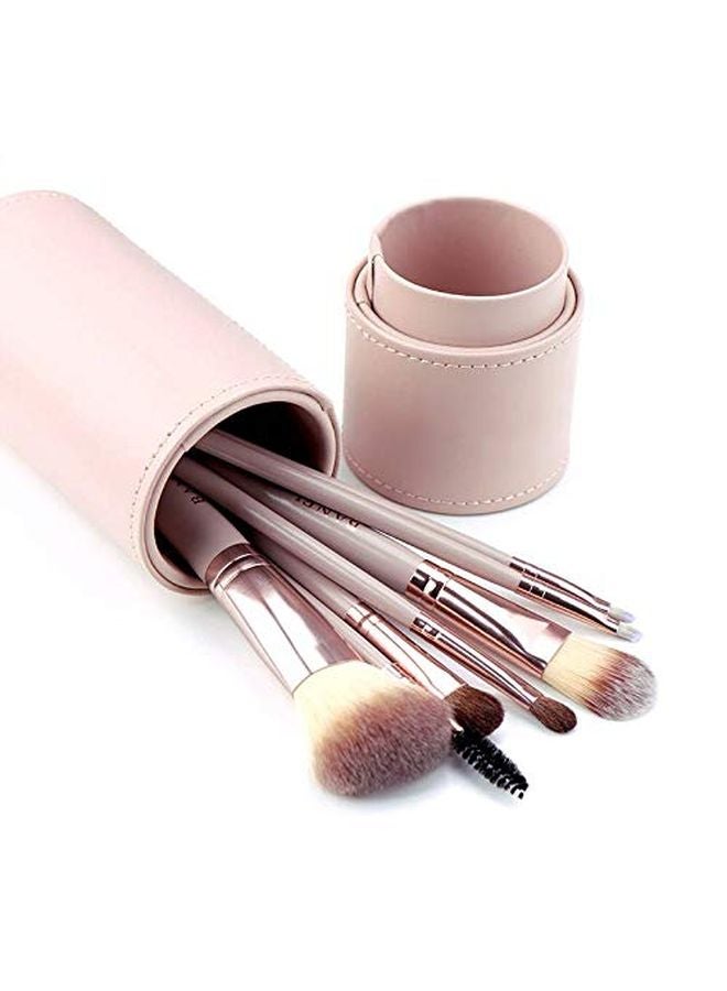 7 Piece Classic Makeup Brush Set With Foundation And Eye Shadow Brushes Synthetic Hair Color D - Image 4