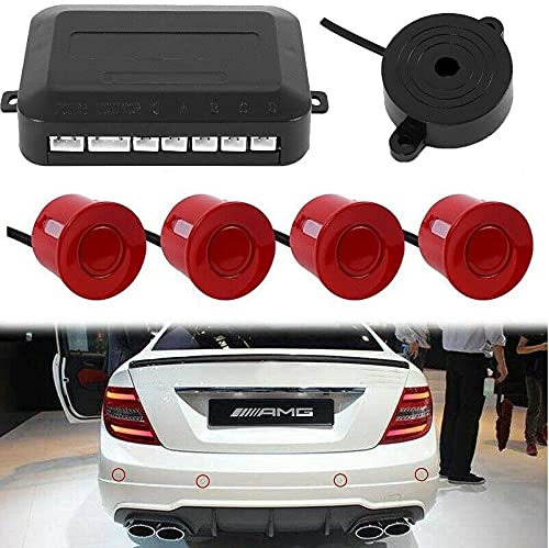 Multibao Parking Sensor Car Reversing Sensors Backup Radar System Buzzer Alarm with 4 Back Sensors - Red - Image 1