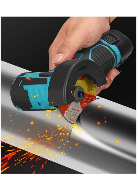 Angle Grinder , 3 inch Angle Grinder , 12V Polishing Machine , Mini Handheld Grinder , Household use Electrical Tools , Comes with Two Slices , Blue