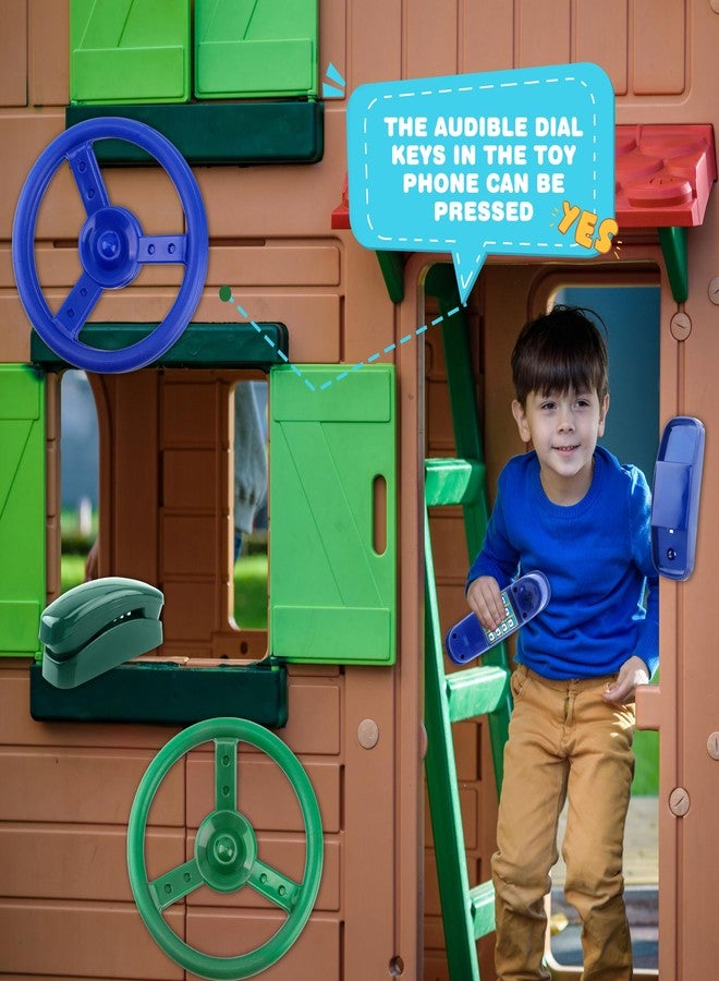 Restroma 4 Pack Playground Accessories for Kids Outdoor Playground Steering Wheel Priate Ship Wheel Plastic Telephone Phone Toy Swing Set for Playground Backyard Playhouse Tree House (Green,Blue) - Image 5