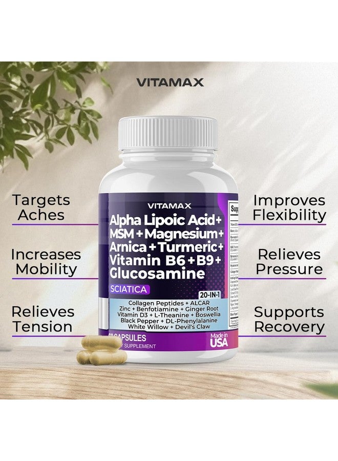 Vitamax دعم صحة العصب الوركي - كبسولات مكمل العصب الوركي مع حمض الفوليك، البازلاء، الجلوكوزامين، MSM، مركب فيتامين ب، حمض ألفا ليبويك 300 ملغ - 60 حبة - صنع في الولايات المتحدة - Image 4