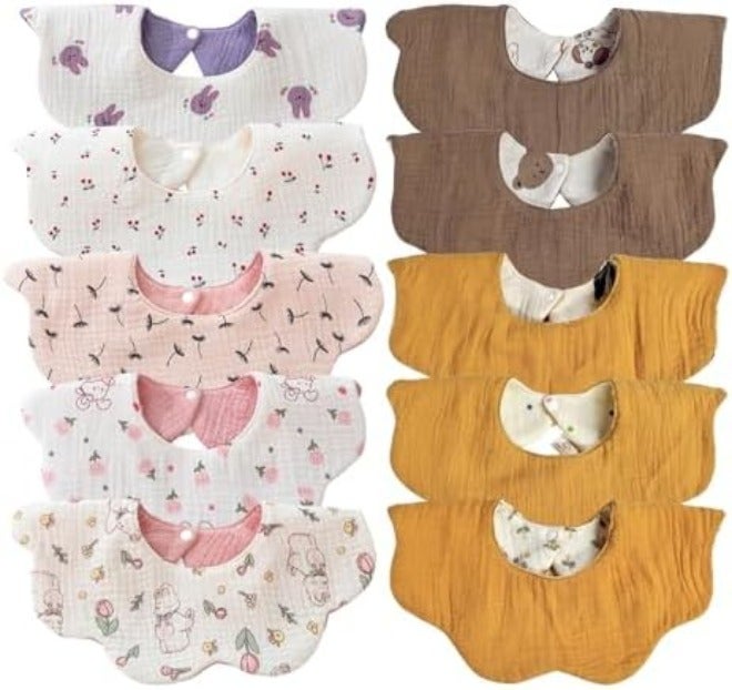 DOSMINE 8 Pack Muslin Baby Bandana Bibs, Multi-Use Scarf Bibs, Super Soft & Absorbent Drooling Bibs - Image 3