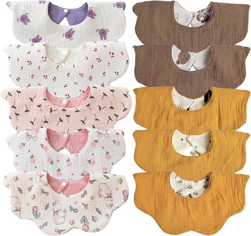 DOSMINE 8 Pack Muslin Baby Bandana Bibs, Multi-Use Scarf Bibs, Super Soft & Absorbent Drooling Bibs - Image 1