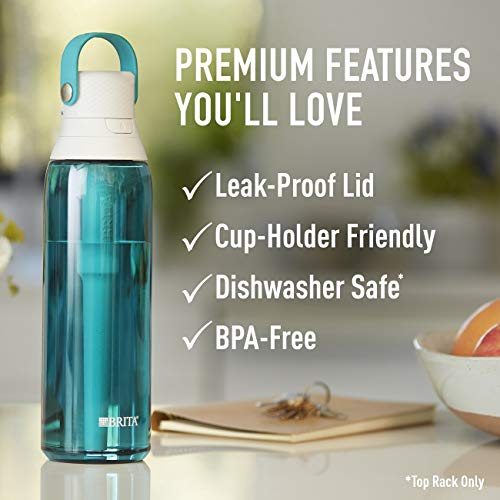 Brita Hard-Sided Plastic Premium Filtering Water Bottle, BPA-Free, Reusable, Replaces 300 Plastic Water Bottles, Filter Lasts 2 Months or 40 Gallons, Includes 1 Filter, Sea Glass - 26 oz. - Image 5
