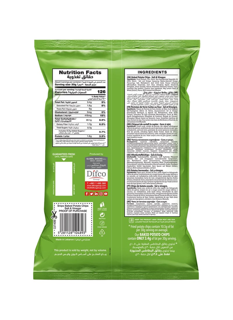 Snips Salt & Vinegar Baked Potato Chips 150g - Image 2
