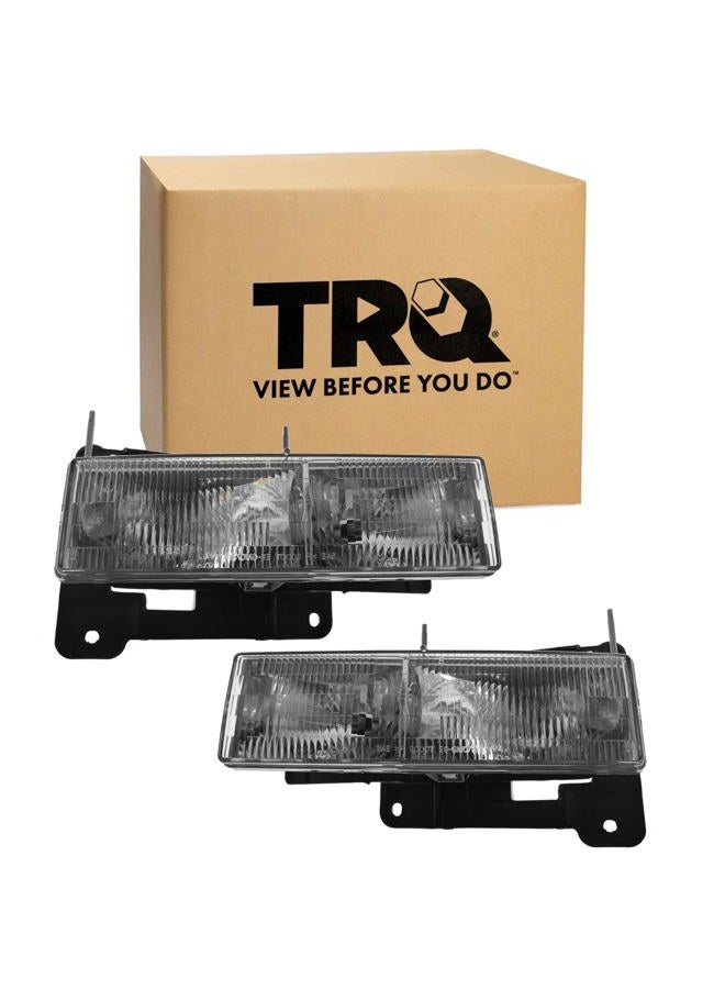 TRQ HLA95280 (2 Piece) OE Factory Style Replacement Headlights Assembly Set Driver and Passenger Side Compatible with 92-94 Chevrolet Blazer 90-99 C/K1500 C/K2500 C/K3500 Suburban 95-00 Tahoe Yukon - Image 1