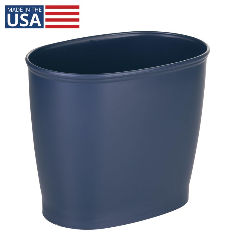 iDesign Slim Plastic Bathroom Trash Can, Small Garbage Bin for Bedroom, Office, Desk, Dorm, Navy Blue - Image 2