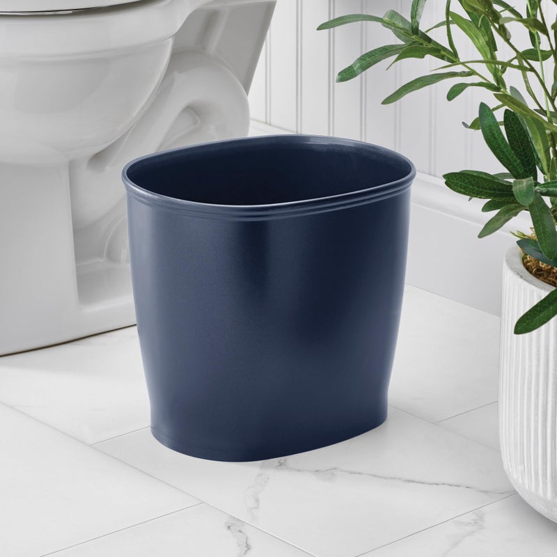 iDesign Slim Plastic Bathroom Trash Can, Small Garbage Bin for Bedroom, Office, Desk, Dorm, Navy Blue - Image 3