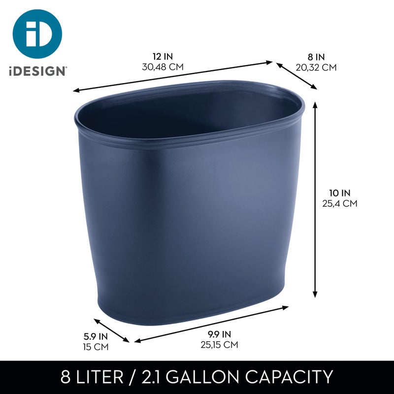 iDesign Slim Plastic Bathroom Trash Can, Small Garbage Bin for Bedroom, Office, Desk, Dorm, Navy Blue - Image 4