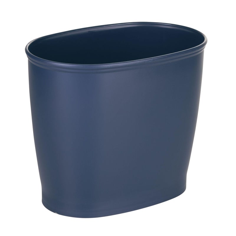 iDesign Slim Plastic Bathroom Trash Can, Small Garbage Bin for Bedroom, Office, Desk, Dorm, Navy Blue - Image 1