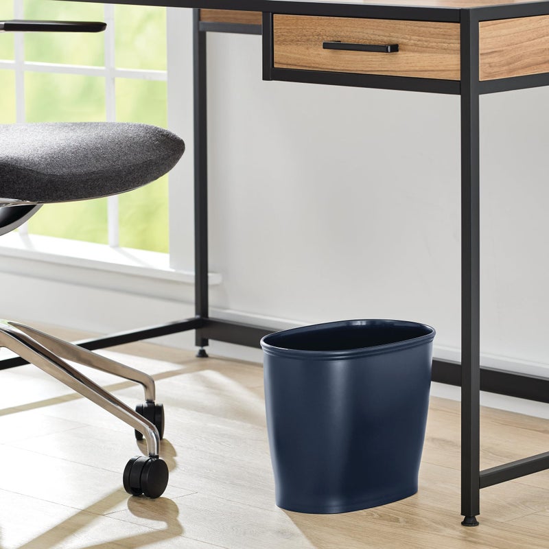iDesign Slim Plastic Bathroom Trash Can, Small Garbage Bin for Bedroom, Office, Desk, Dorm, Navy Blue - Image 5