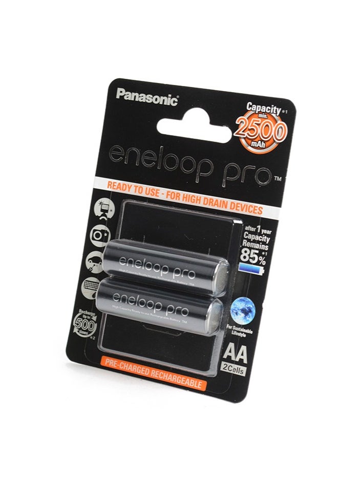 Rechargable Battery Eneloop pro BK-3HCDE/2BE 2500mAh AA Black