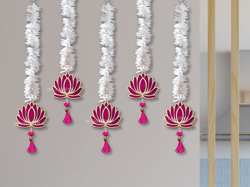 JH Gallery Lotus Hangings for Decoration Floral Wall Hangings for Temple Decor, Mandir Decor Diwali Décor, Diwali Decoration Items for Home Décor(Pack of 5) - Image 1