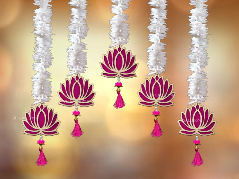JH Gallery Lotus Hangings for Decoration Floral Wall Hangings for Temple Decor, Mandir Decor Diwali Décor, Diwali Decoration Items for Home Décor(Pack of 5) - Image 2