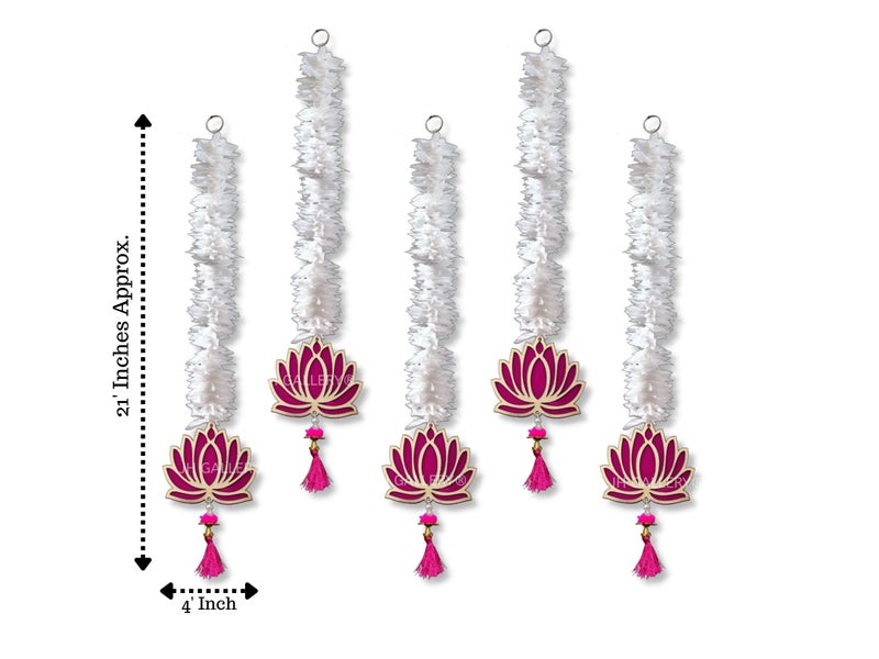 JH Gallery Lotus Hangings for Decoration Floral Wall Hangings for Temple Decor, Mandir Decor Diwali Décor, Diwali Decoration Items for Home Décor(Pack of 5) - Image 4