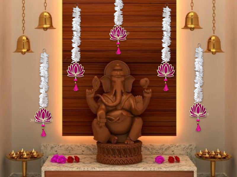 JH Gallery Lotus Hangings for Decoration Floral Wall Hangings for Temple Decor, Mandir Decor Diwali Décor, Diwali Decoration Items for Home Décor(Pack of 5) - Image 3