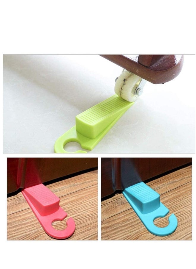 Door Stops - Pack of 4 Rubber Security Wedge for Bottom of on Carpet, Concrete, Tile, Linoleum & Wood - Heavy Duty Stoppers, For All Floor Types, Decorative Stopper Includes ABS Hook  - Image 2