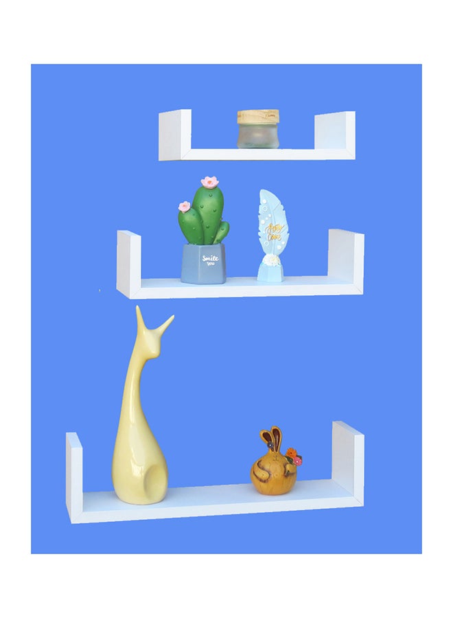 Feelings Floating Wall Shelves C-Shape Square Edge 3Pcs Set White , Size: 26X9.8X70Cm/ 33X9.8X8.50Cm /40X9.8X10Cm - Image 3