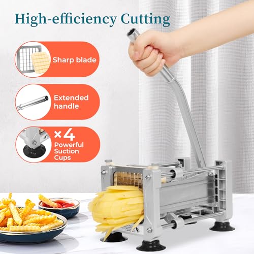 BIEAMA French Fry Cutter, Potato Cutter with 1/4", 3/8", 1/2" Stainless Steel Blades, Fries Cutter for Potatoes, Carrots - Image 2