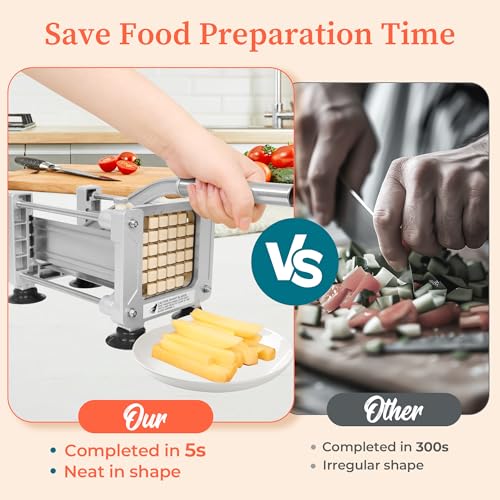 BIEAMA French Fry Cutter, Potato Cutter with 1/4", 3/8", 1/2" Stainless Steel Blades, Fries Cutter for Potatoes, Carrots - Image 4