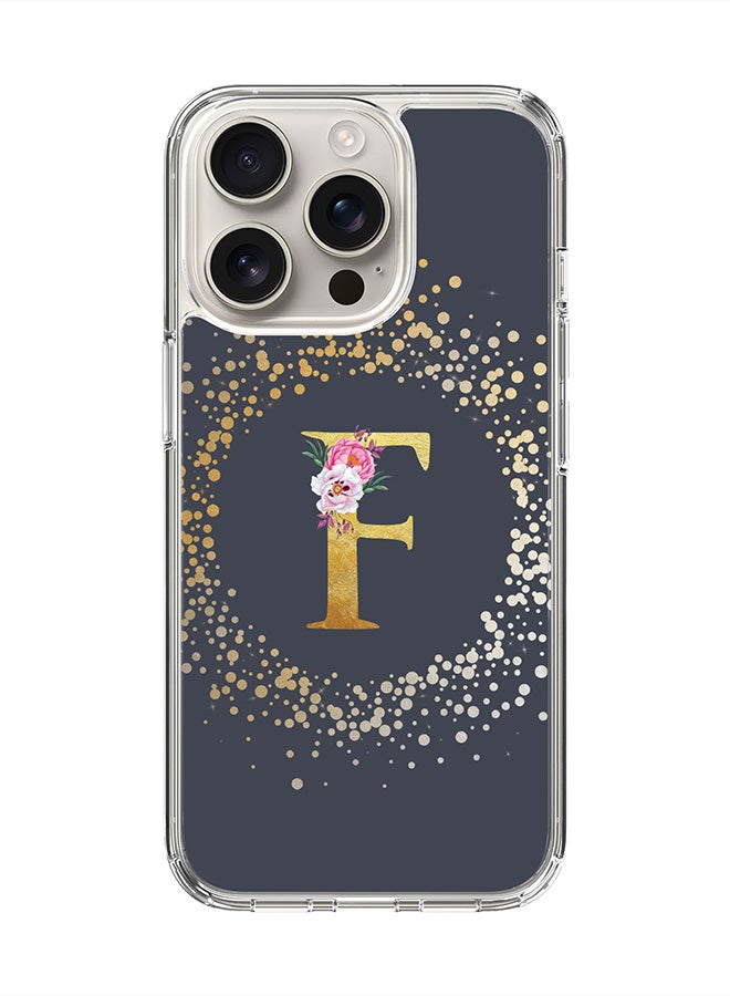 Stylizedd For iPhone 16 Pro Case [Compatible with MagSafe] Slim Magnetic cover Clear Phone Case - Custom Monogram Floral - F (Grey ) - Image 1