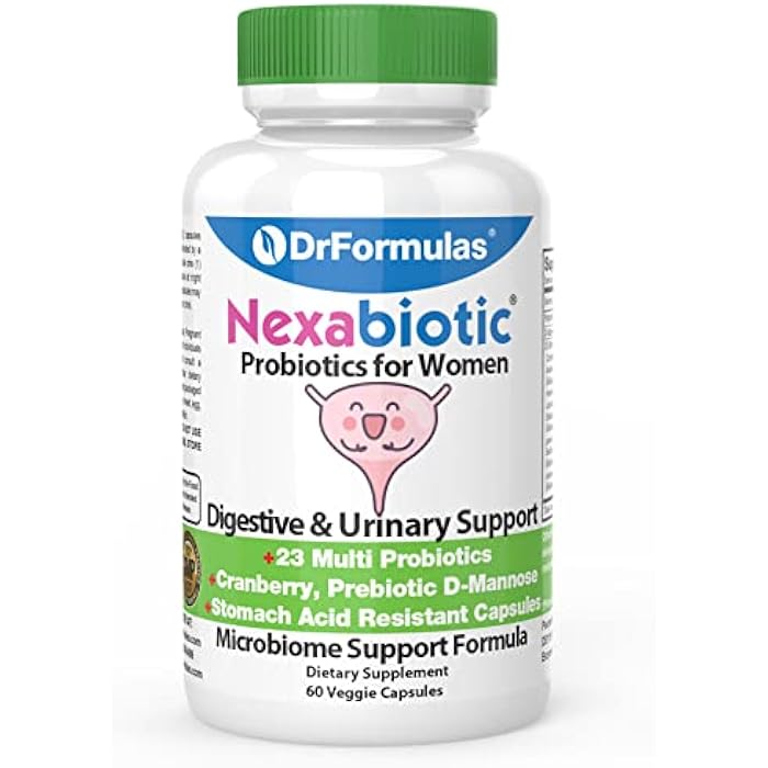 DrFormulas Cranberry Probiotics for Women Vaginal Health & Urinary Tract with Fiber Prebiotic & D Mannose | Nexabiotic Feminine Health, Vaginosis with Lactobacillus Acidophilus for Yeast, 60 Capsules - Image 1