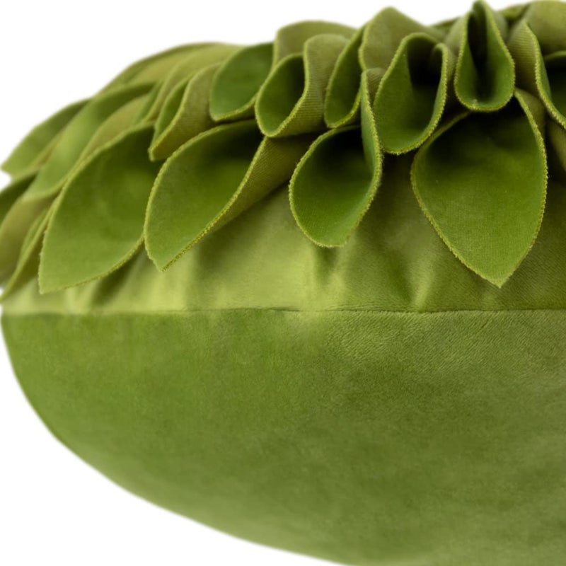 JWH 3D Flower Throw Pillow Cover Decorative Round Floral Cushion Velvet Sunflower Accent Pillow Case Handmade Pillowcase for Bed Bedroom Couch Chair Living Room 12 Inch Green Yellow - Image 5