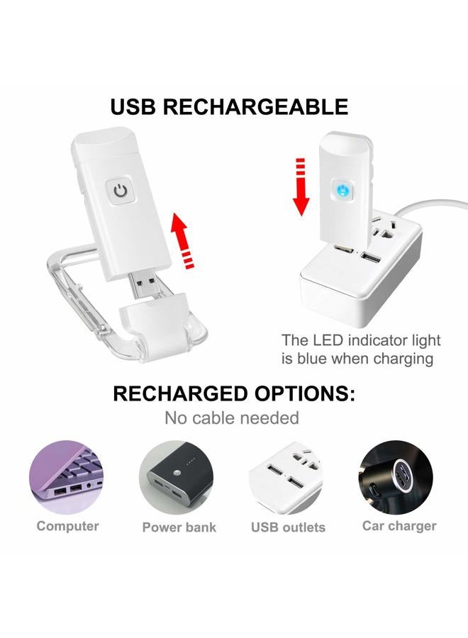 BIGMONAT Book Reading Light Rechargeable Book Light,Reading Lights for Books in Bed,LED Clip on Reading Light, Small Book Light for Kids, 2 Brightness Adjustable for Eye Protection-White - Image 4
