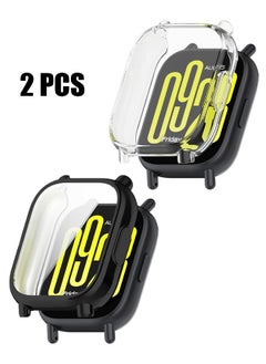 2 Pcs Screen Protector Case Fit for Redmi Watch 5 Active, Durable Full Coverage TPU Protective Cover Bumper Frame Protector Case Accessories Fit for Redmi Watch 5 Active Smartwatch (Clear+Black)