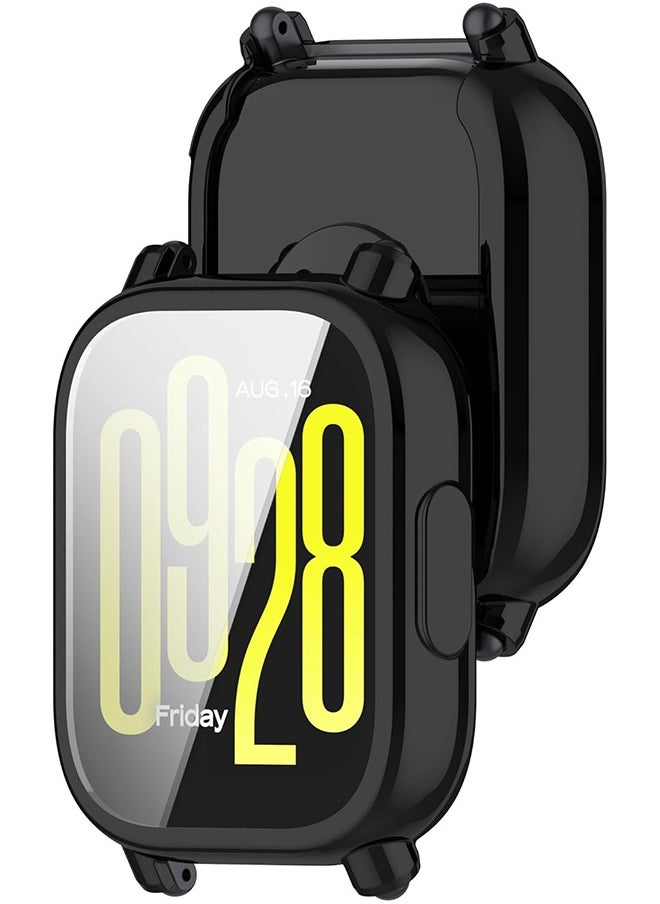 HY - 2 Pcs Screen Protector Case Fit for Redmi Watch 5 Active, Durable Full Coverage TPU Protective Cover Bumper Frame Protector Case Accessories Fit for Redmi Watch 5 Active Smartwatch (Clear+Black) - Image 1