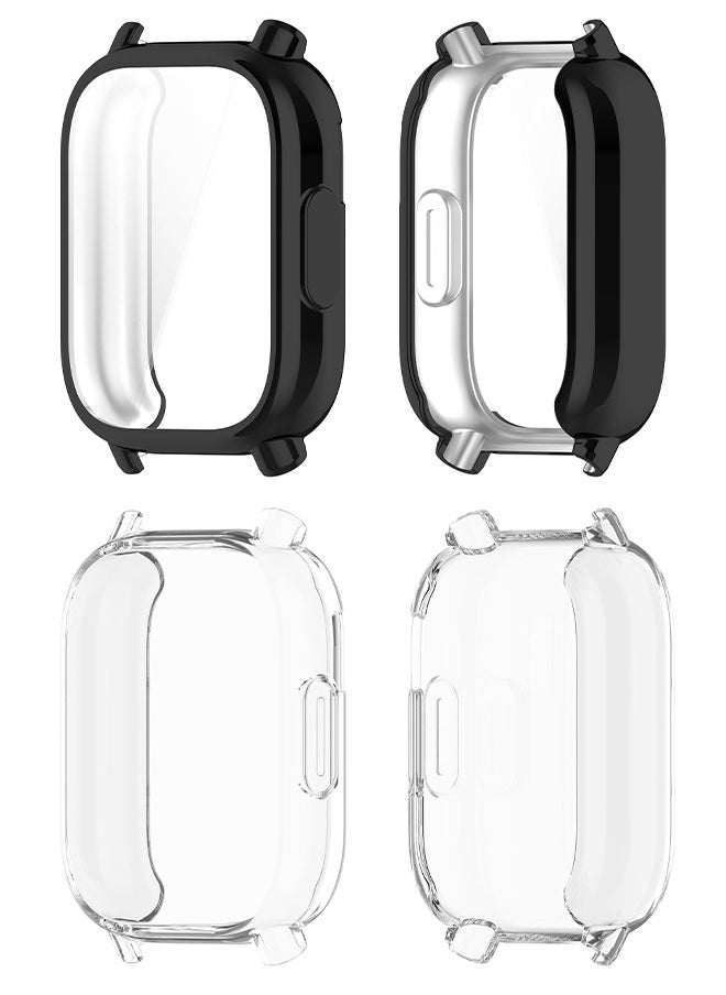 HY - 2 Pcs Screen Protector Case Fit for Redmi Watch 5 Active, Durable Full Coverage TPU Protective Cover Bumper Frame Protector Case Accessories Fit for Redmi Watch 5 Active Smartwatch (Clear+Black) - Image 1