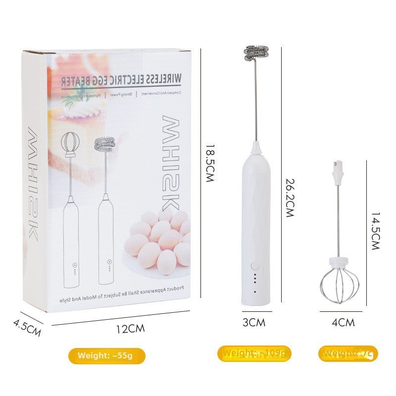 Plaid Electric Egg Beater Cake Whisk Milk Frother White